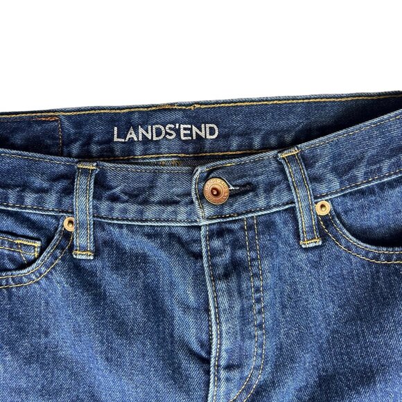 Lands'end Straight Leg Women's Jeans Denim Dark Indigo - Size 8 (Petite) - Picture 4 of 8